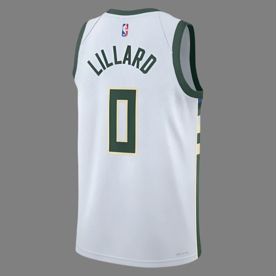 Men's Milwaukee Bucks Damian Lillard White Jersey