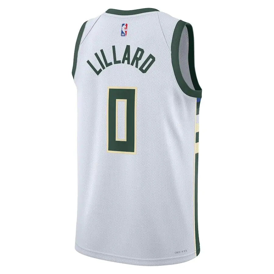 Men's Milwaukee Bucks Damian Lillard White Jersey